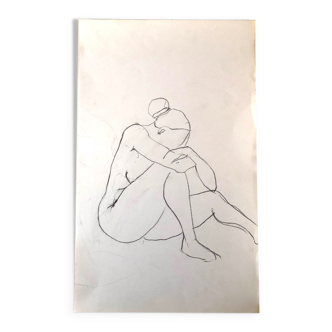 Drawing of nude live model pencil on paper