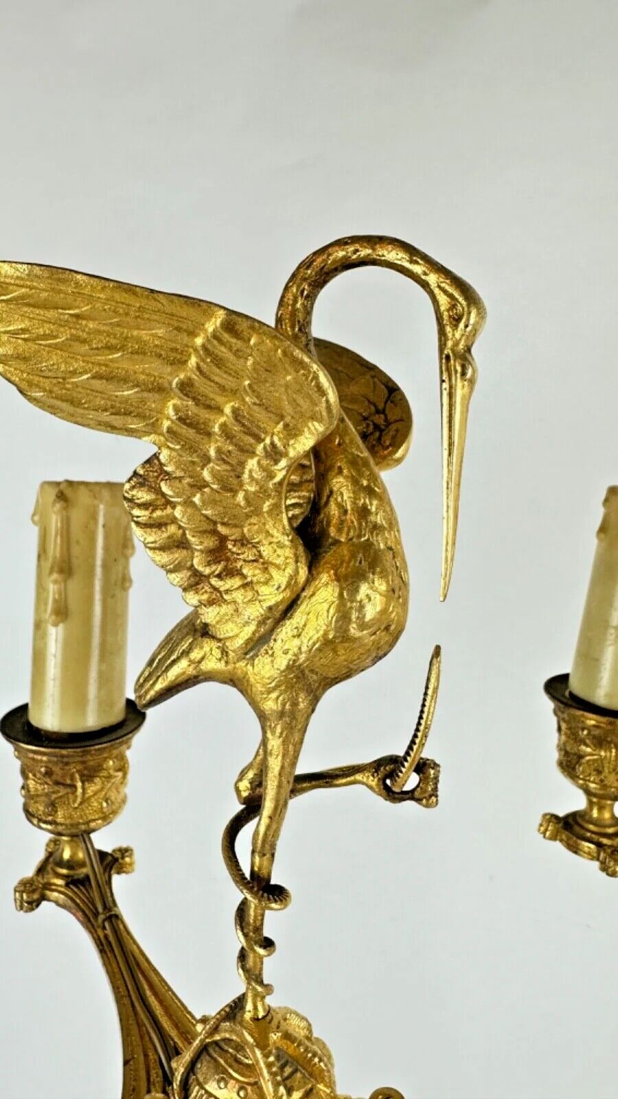 Barbedienne (attributed to), pair of candelabra with storks