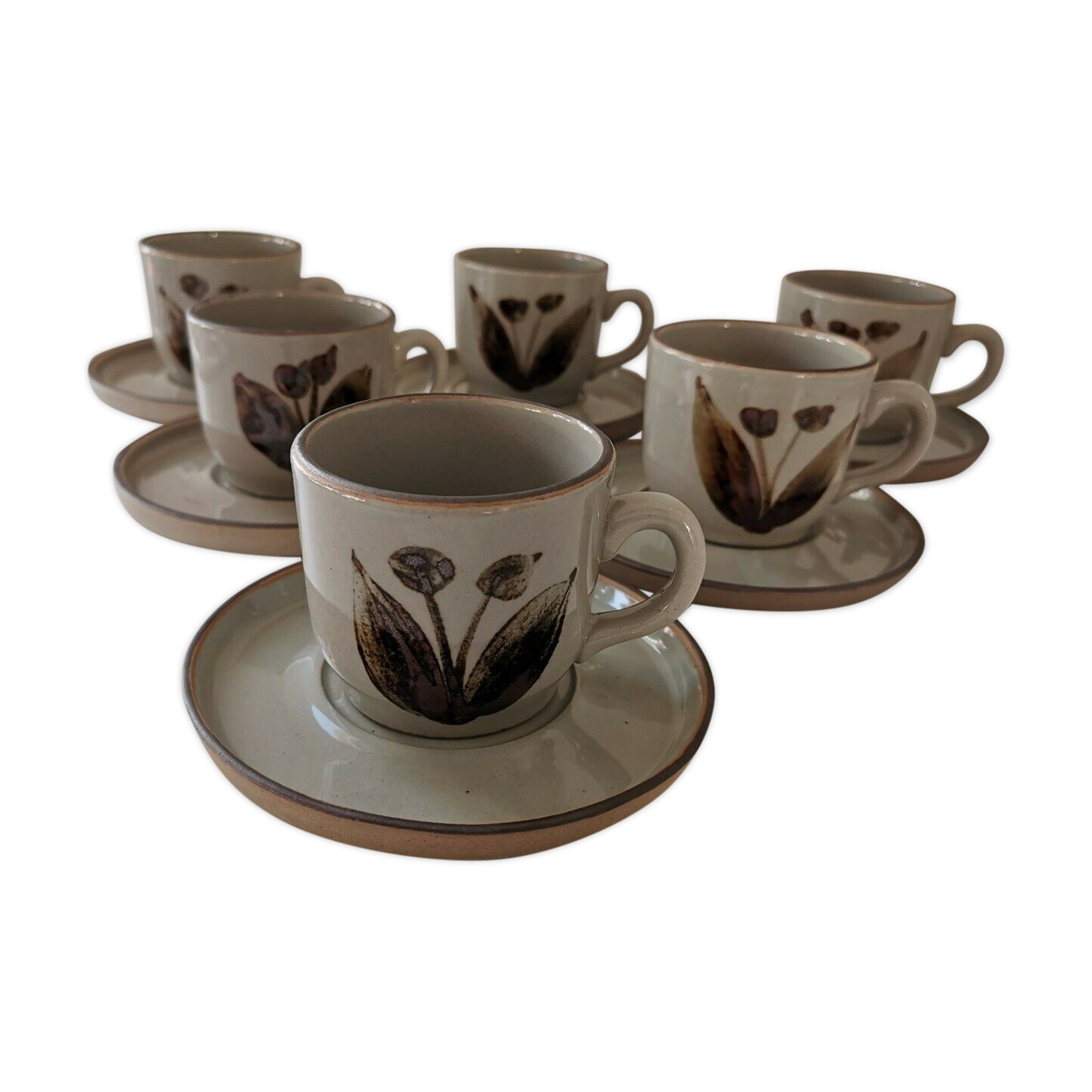 Set of 6 large sandstone cups from the vintage Arnon