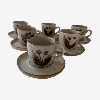 Set of 6 large sandstone cups from the vintage Arnon