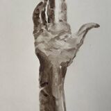 Painting signed watercolor monochrome sepia study statue “the hand reveals the man”