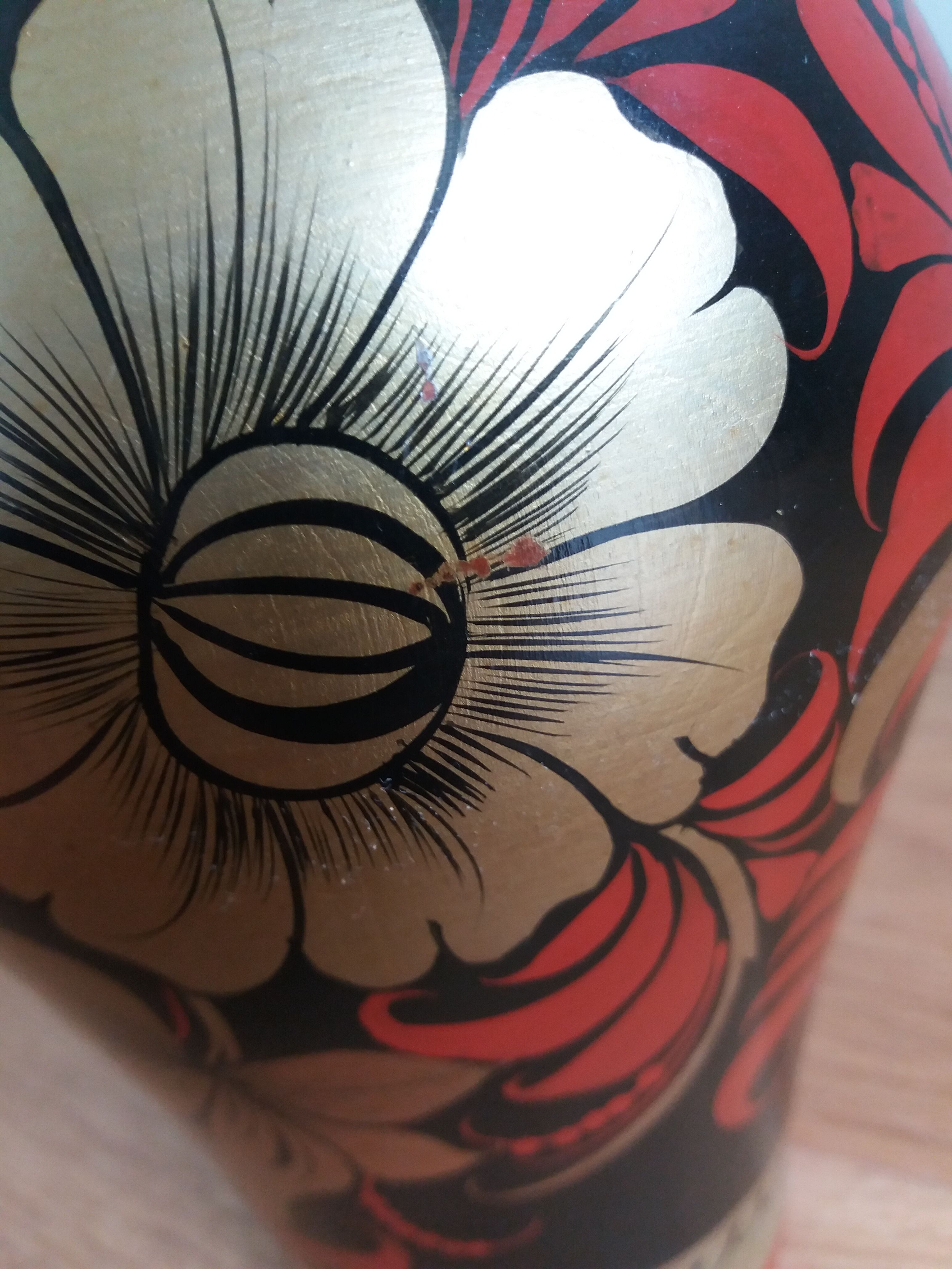 Russian Khokhloma vase in painted wood