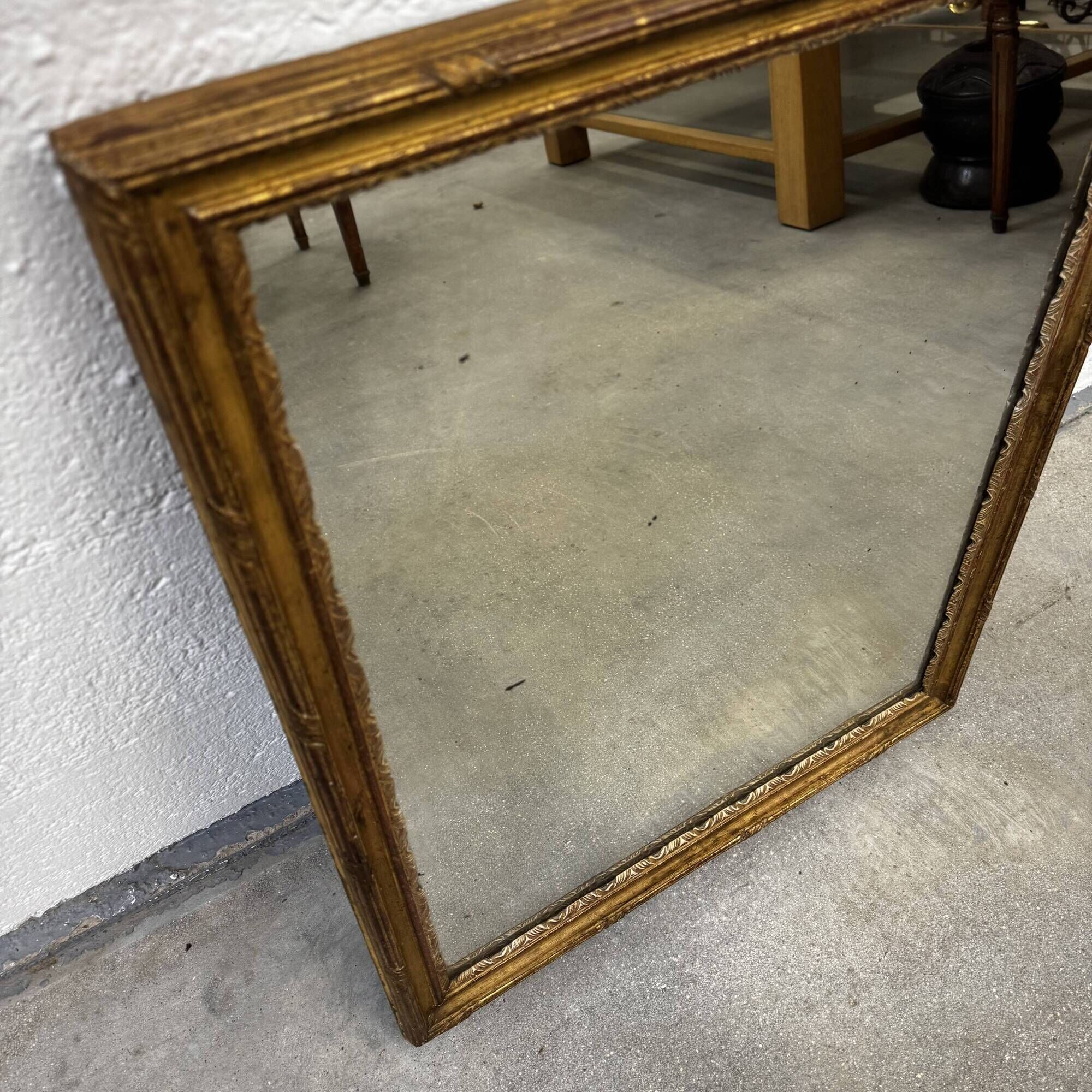 Superb antique mirror with a gilded frame – Maison Lebrun Paris (since 1847)