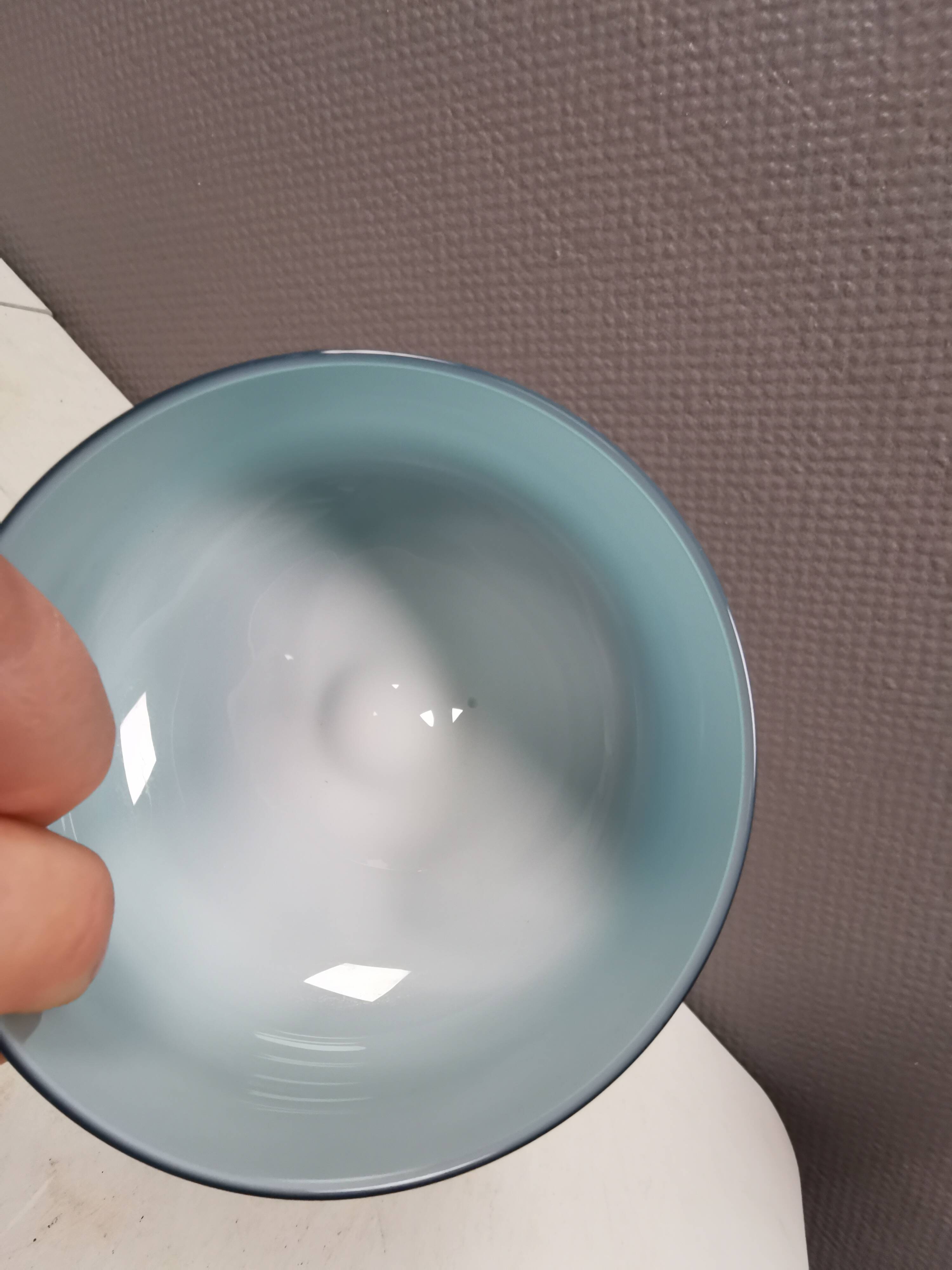 Vintage turquoise glass pedestal bowl Carlo Moretti Italy 1960s