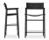 Pair of contemporary bar stools with black leather backrest and metal.