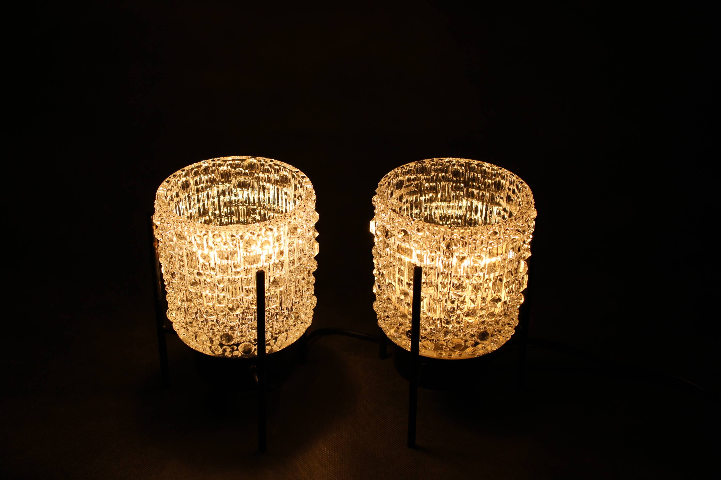 1970s Pair of Nightstands Glass Lamps , Germany