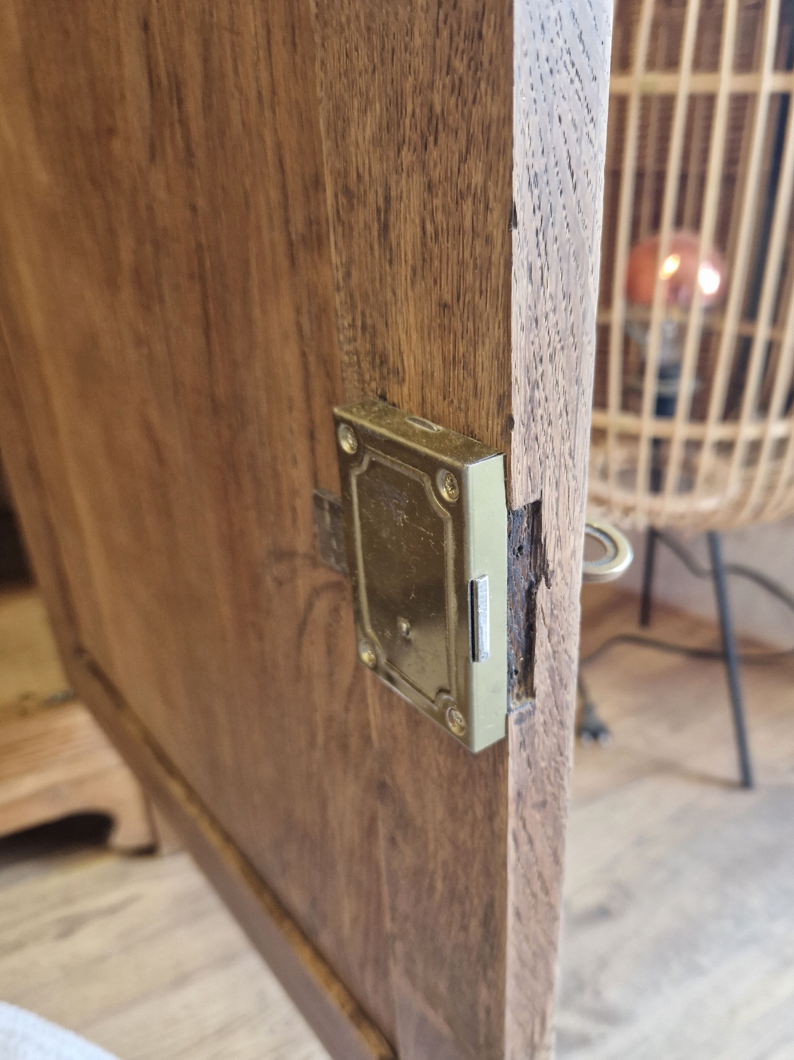 Sideboard two doors two drawers in renovated oak art deco style