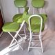 Set of 4 folding cocktail chairs in olive green faux leather from the 1970s.