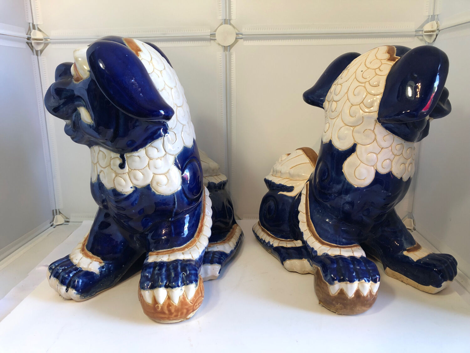 Vintage Chinese food dog ceramic Chinese blue and white dogs foo