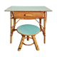 Children's rattan desk and renovated stool