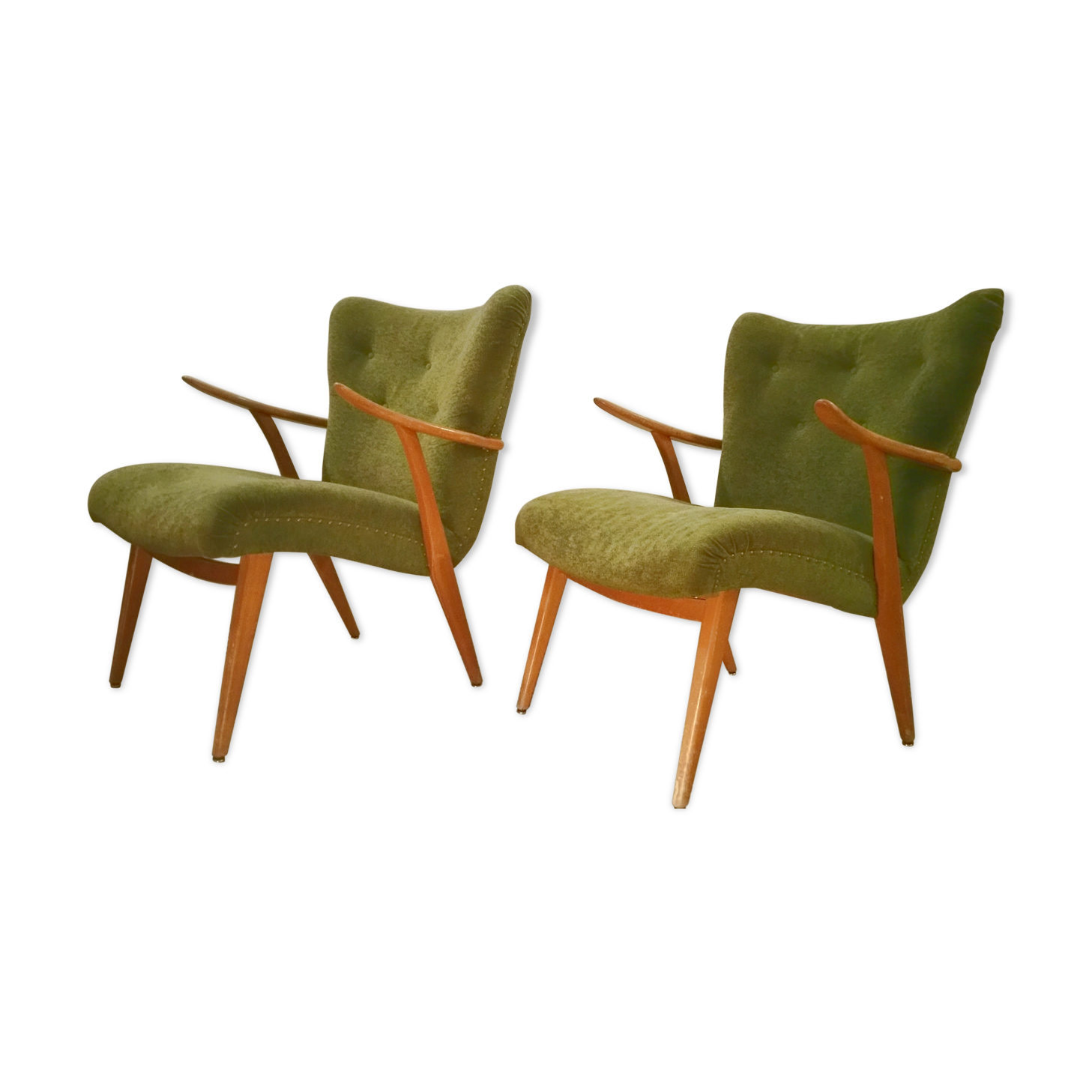 Pair of Wing chairs  Zig Zag scandinavian 50 60s