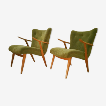 Pair of Wing chairs  Zig Zag scandinavian 50 60s