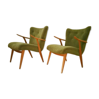 Pair of Wing chairs  Zig Zag scandinavian 50 60s