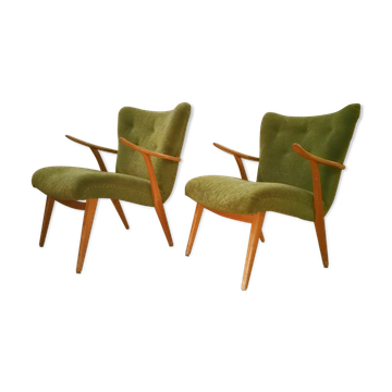 Pair of Wing chairs  Zig Zag scandinavian 50 60s
