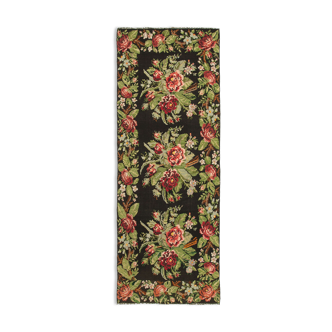 Tapisserie vintage nouée à la main noir kilim 173 cm x 455 cm - 23388