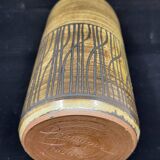 Cylindrical vase with geometric decoration by Dominique Pouchain