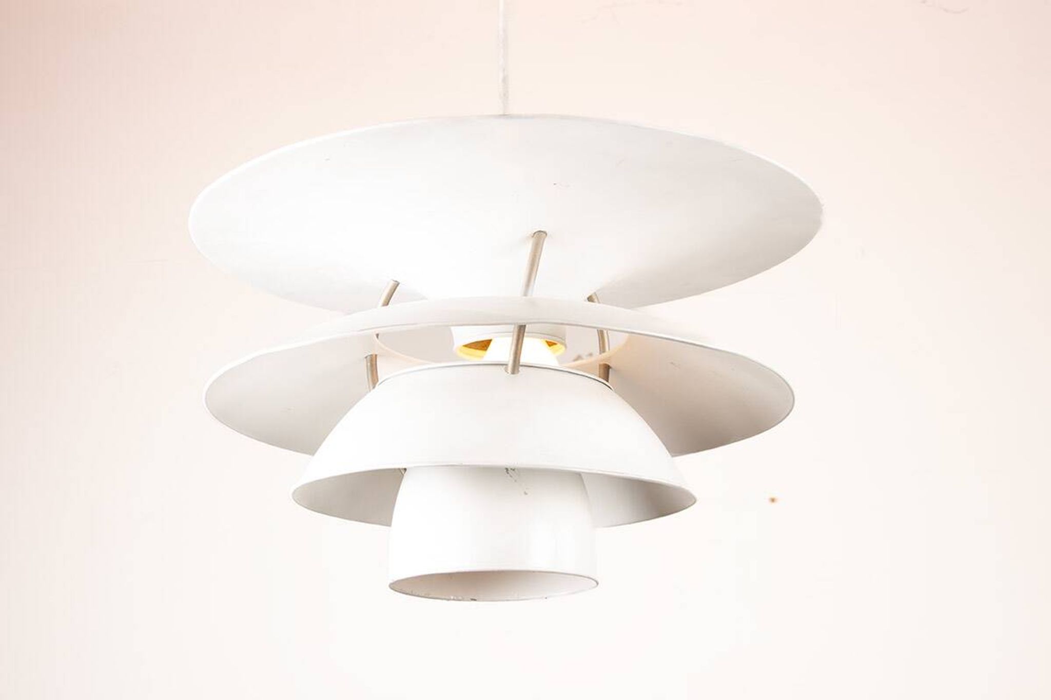 Danish brushed metal pendant light, Poulsen "Charlottenborg" model.