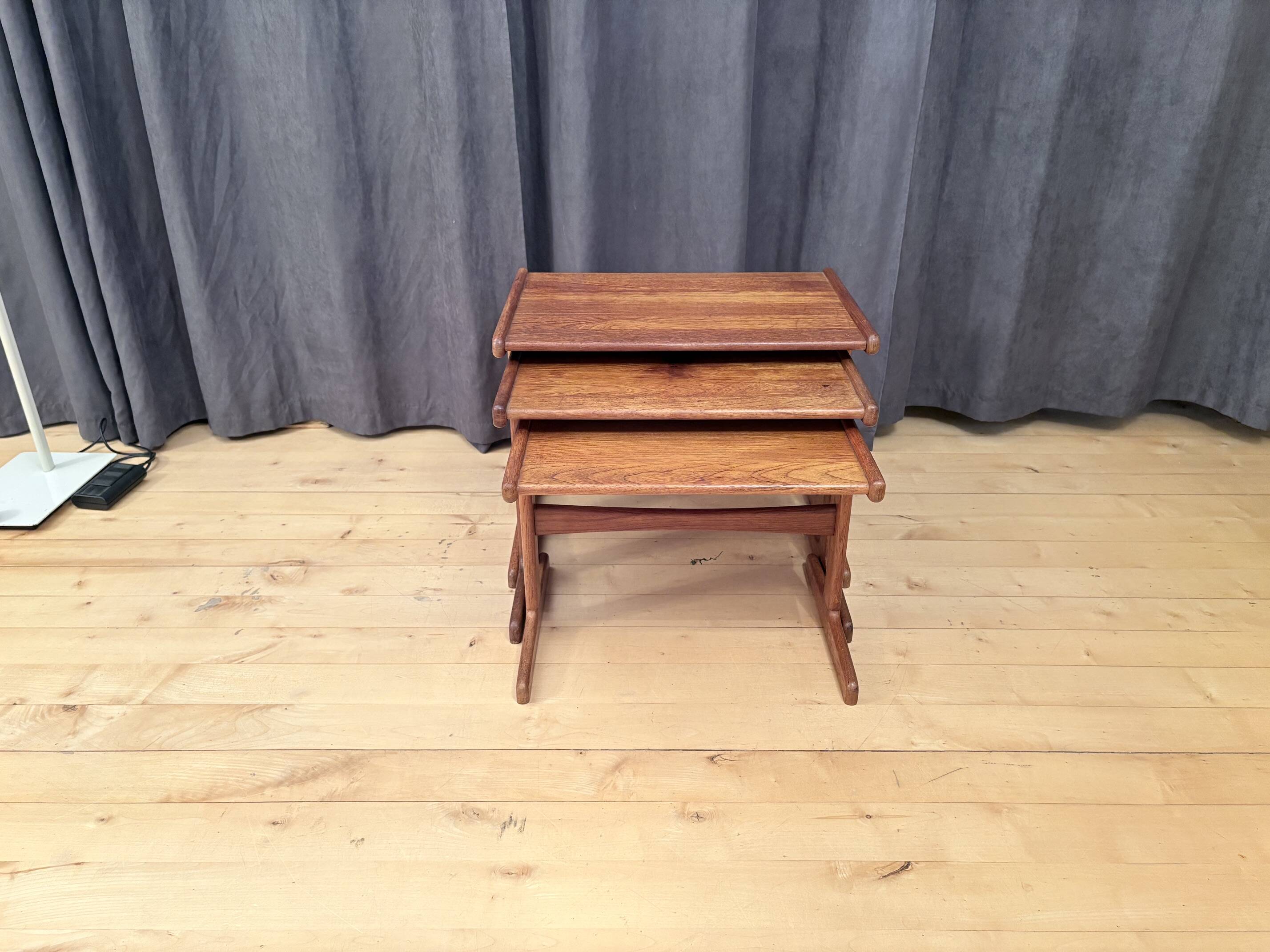 Set of three teak tables, Denmark, 1960s