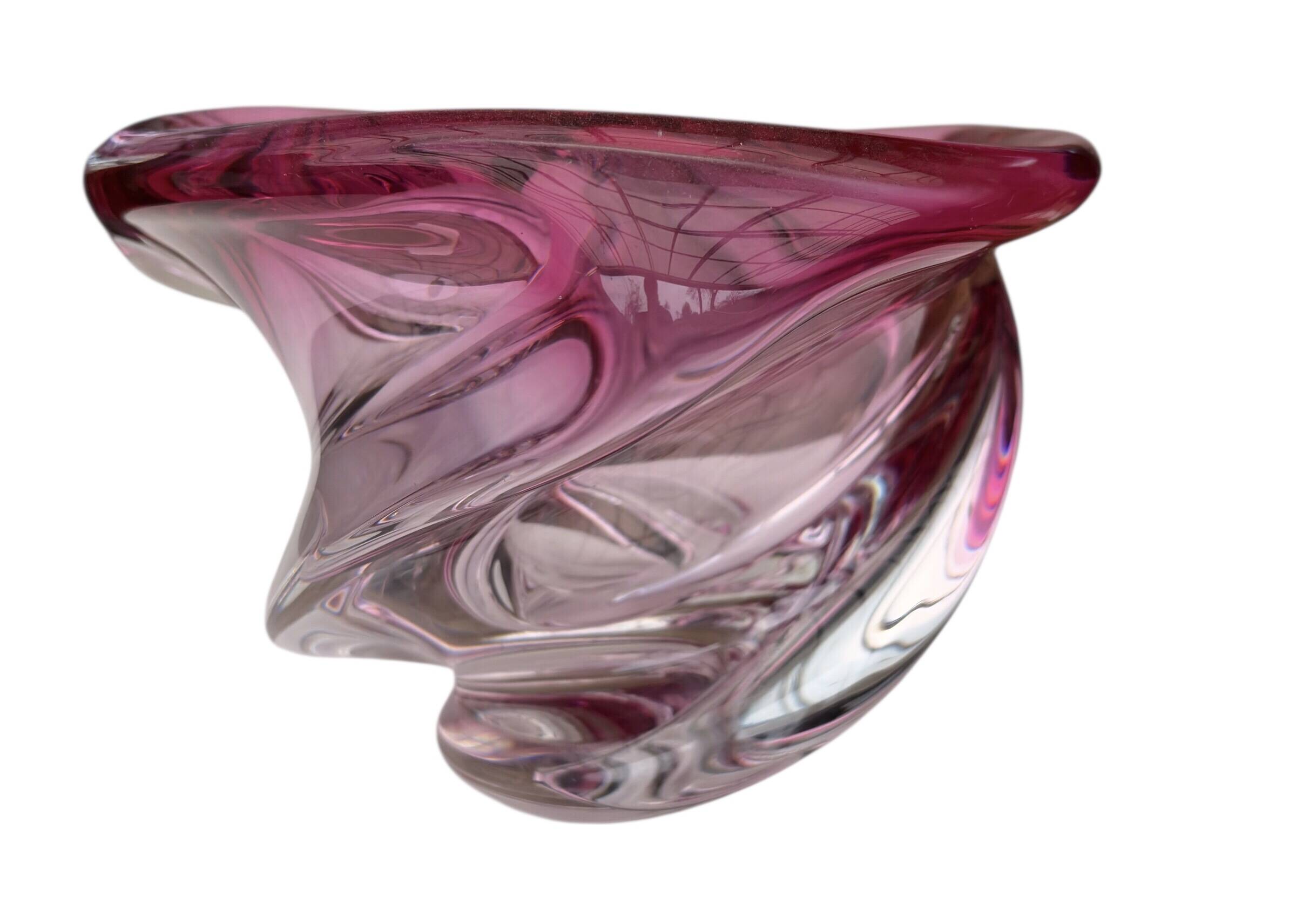 Vase Wave Val-Saint-Lambert ruby submerged design Delvenne 1950