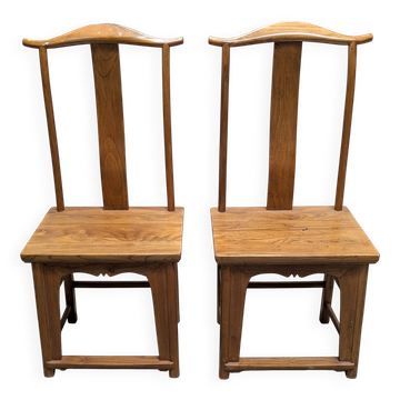 Paire de chaises chinoises en orme