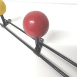 Porte-manteaux patères boules bois vert rouge jaune années 50