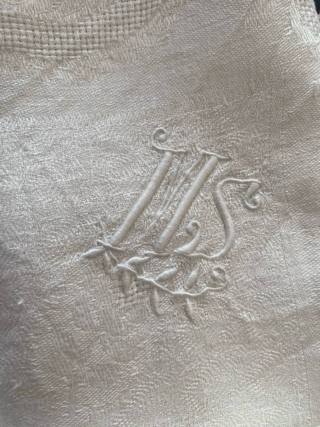7 MS Monogram Damask Cotton Napkins