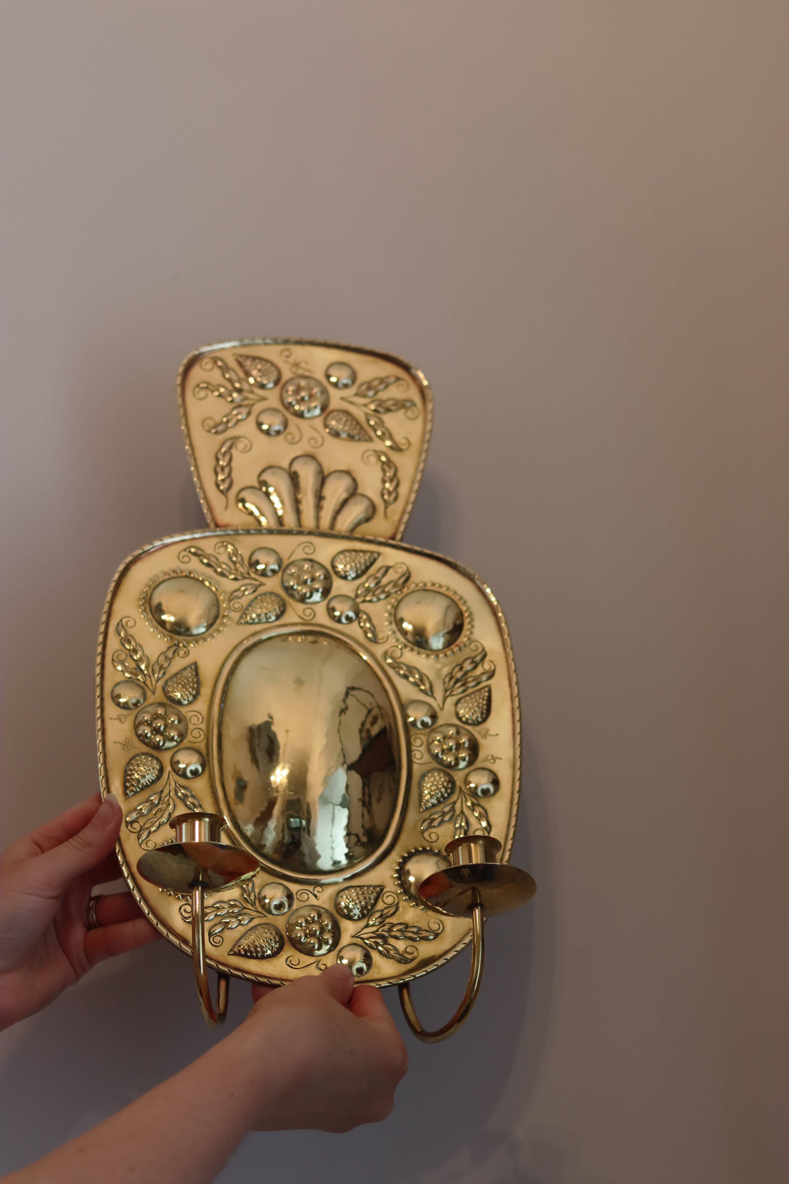 Mid Century Swedish Brass Sconce