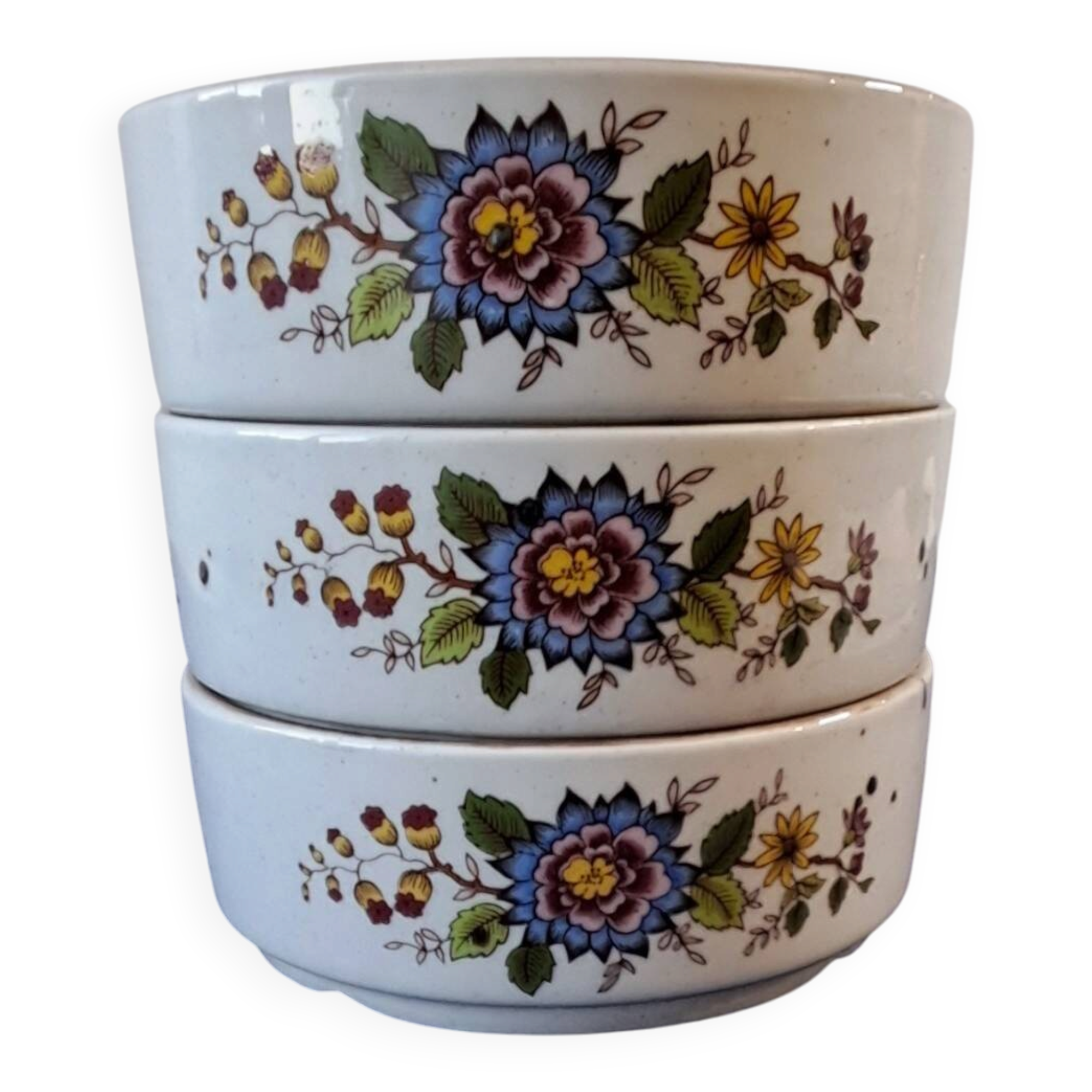 Set of 3 bowls in the Éclat model from Sarreguemines. 1960s.