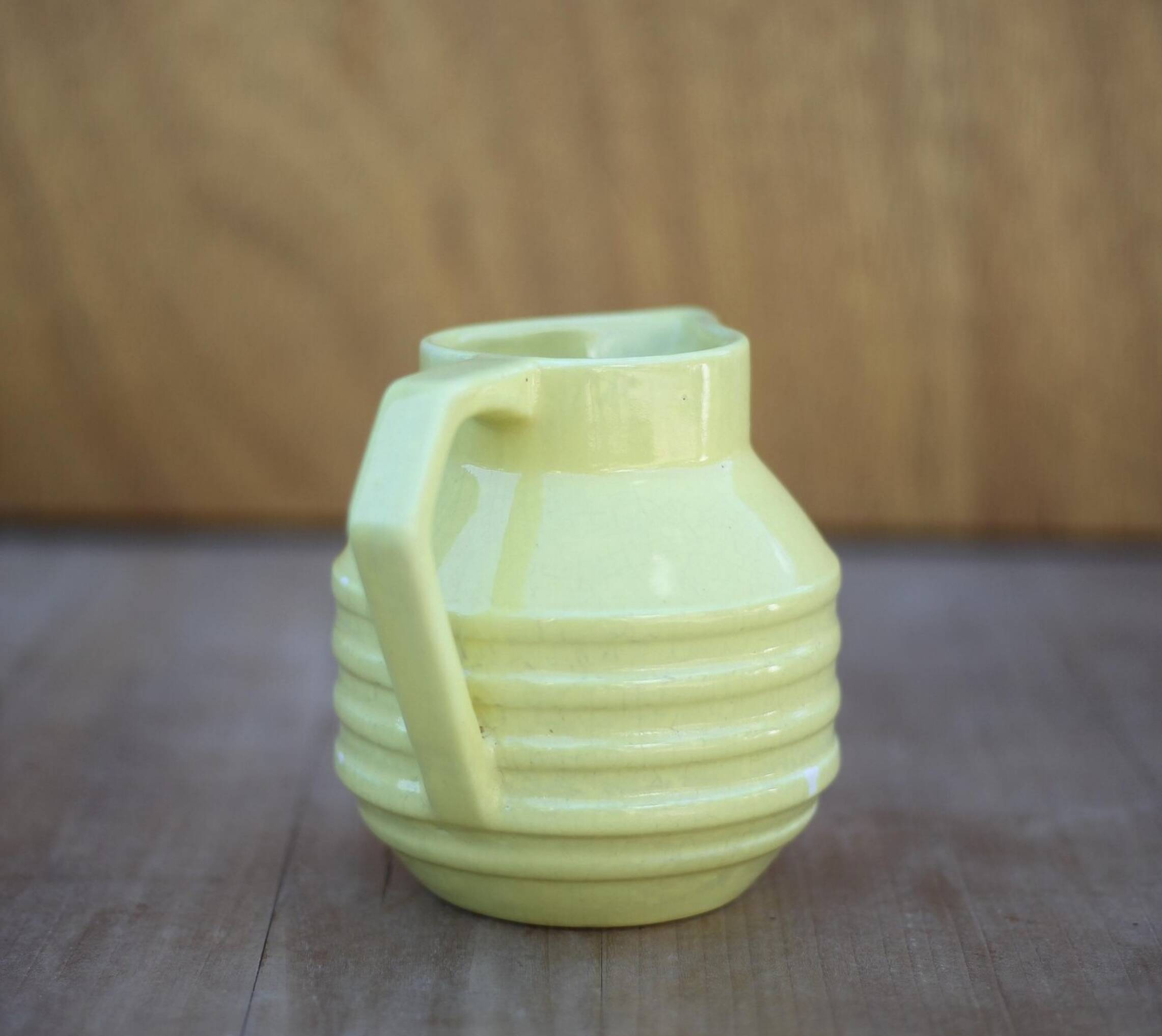 Pitcher Onnaing France 71, yellow pitcher, Art Deco ceramic pitcher, small p