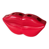 Organisateur de bureau / porte-stylo Lips en plastique rouge Pop Art