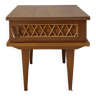 Rattan and wood bedside table