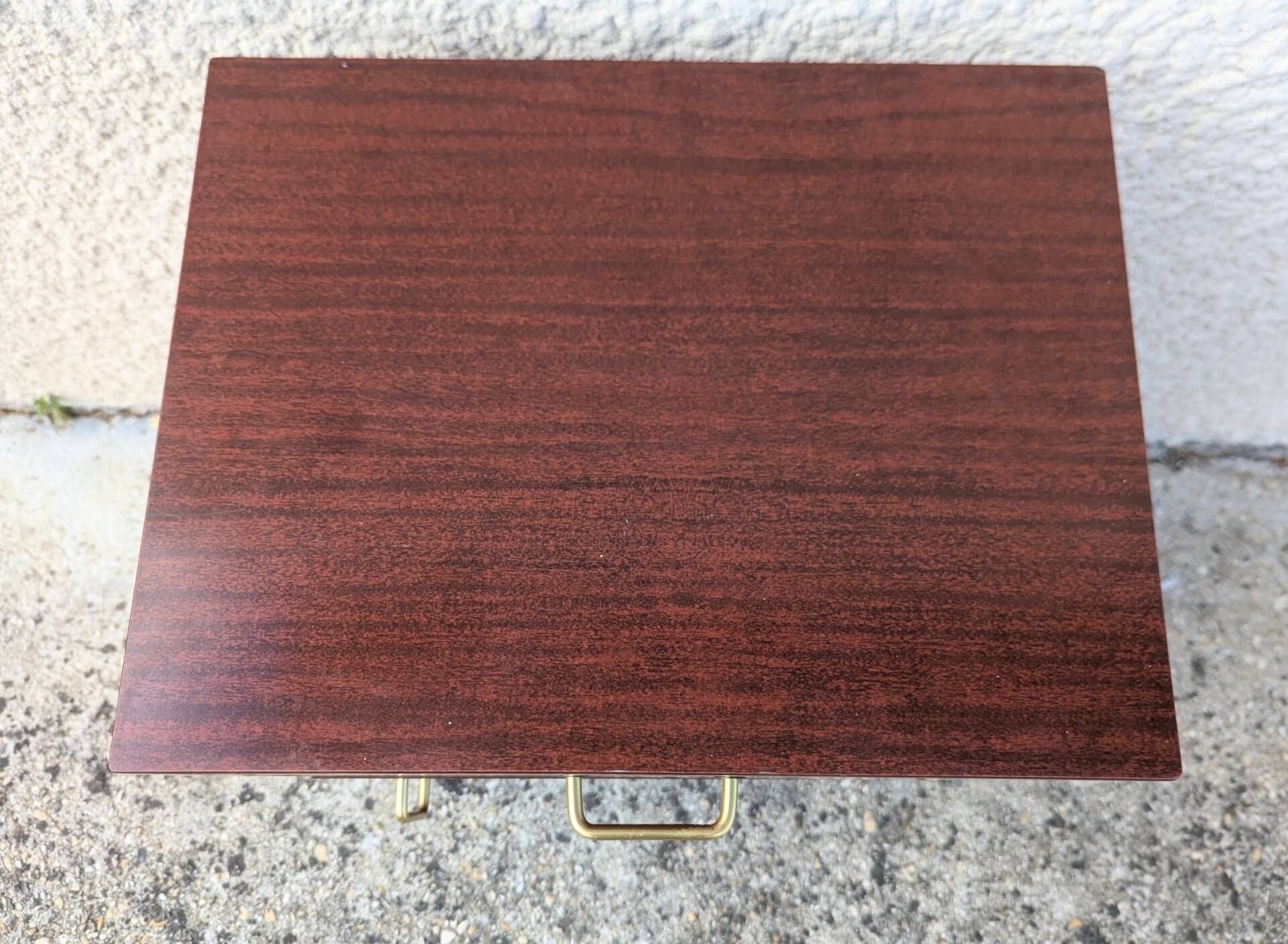 Vintage bedside table from the 50s and 60s with compass legs, Mid Century.