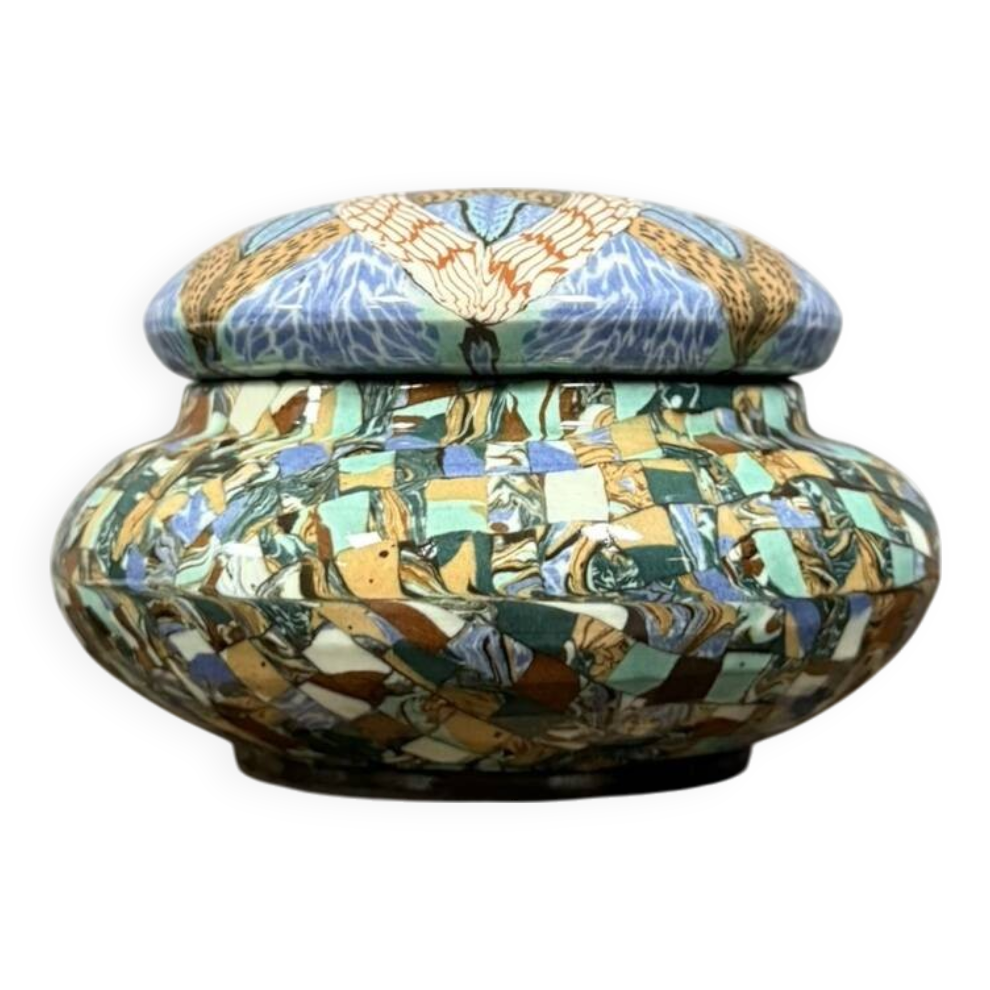 Jean Gerbino in Vallauris: micro mosaic ceramic candy box