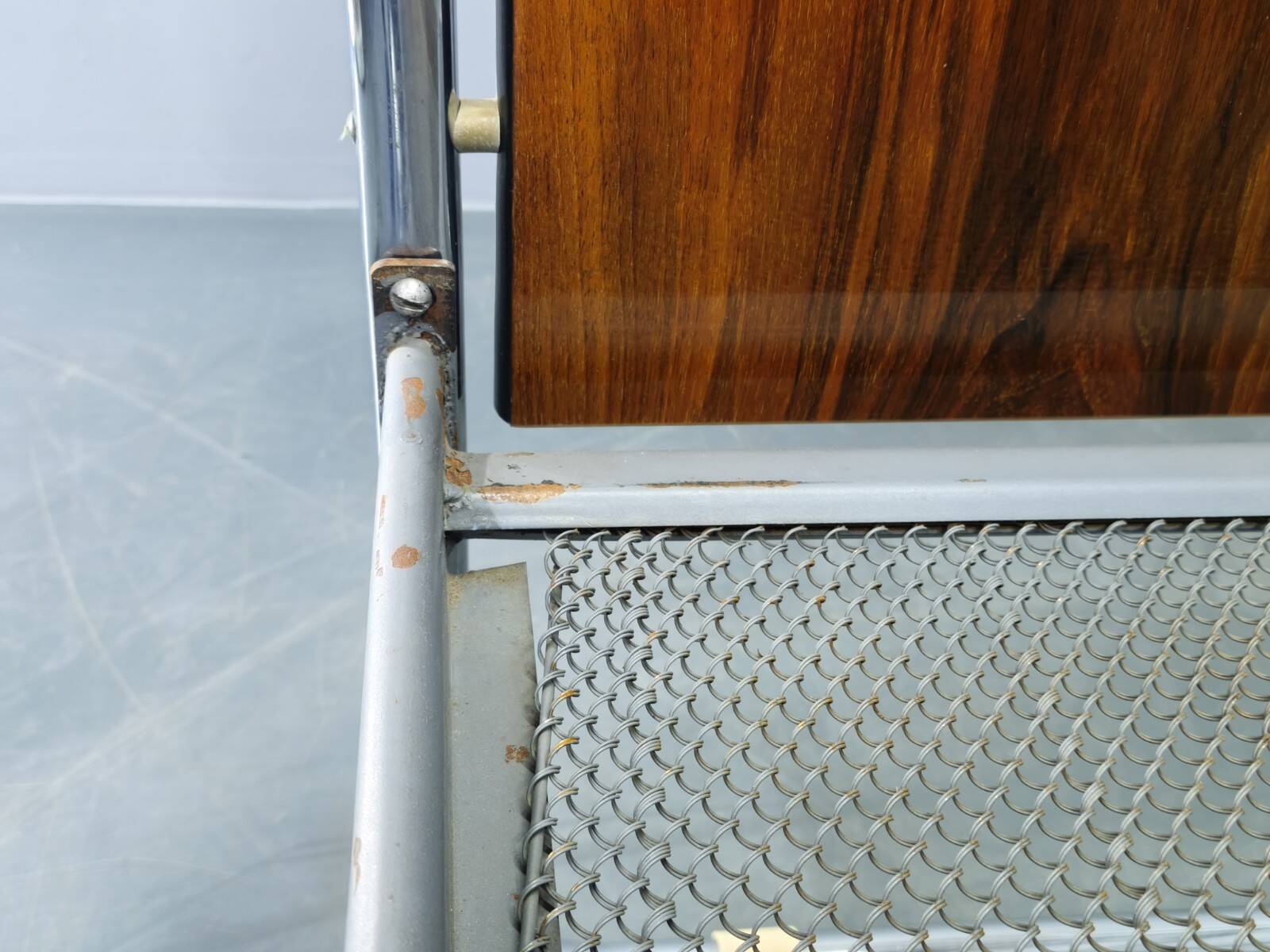 Bauhaus Tubular Steel Bed with Walnut Panels, Czechoslovakia, 1930s