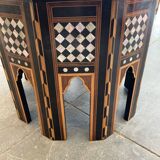 Large Ottoman pedestal table in ebony and mother-of-pearl, 19th century
