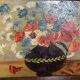 Bouquet of flowers oil on panel painting