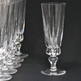 Suite of 10 glasses, champagne flutes cut from St. Louis.