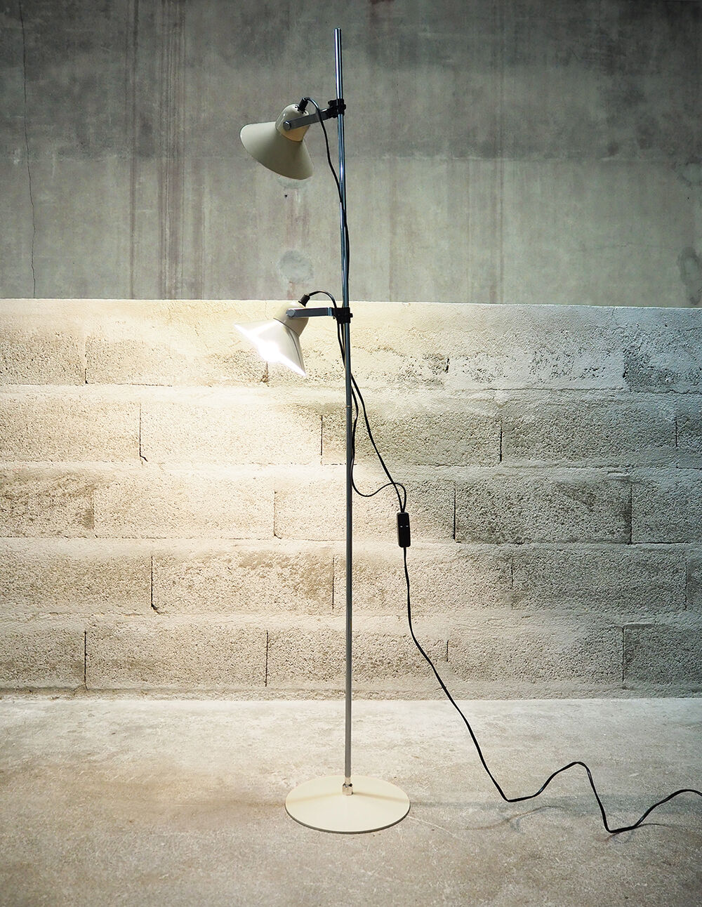 Metal two-spot floor lamp by Aluminor, 70s
