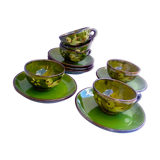 6 tea cups/green ceramic bird coffee