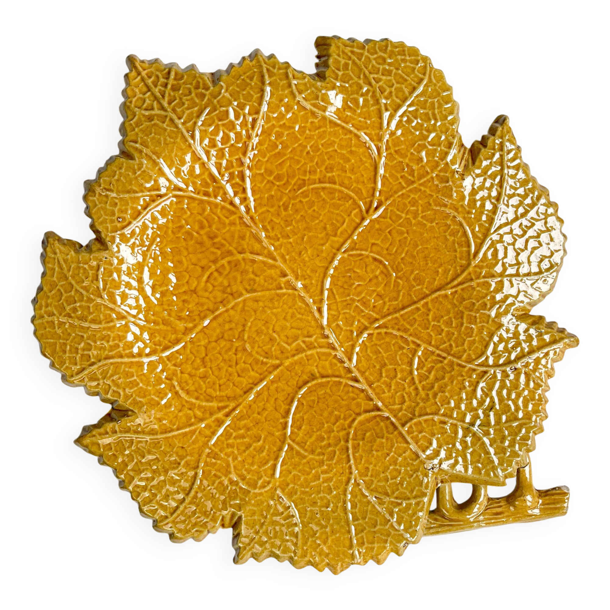Vintage ochre earthenware dish AEGITNA Vallauris 1950/60