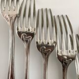 Nine large Ercuis silver-plated forks