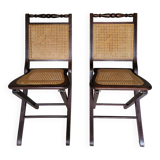 Paire de chaises pliantes cannées