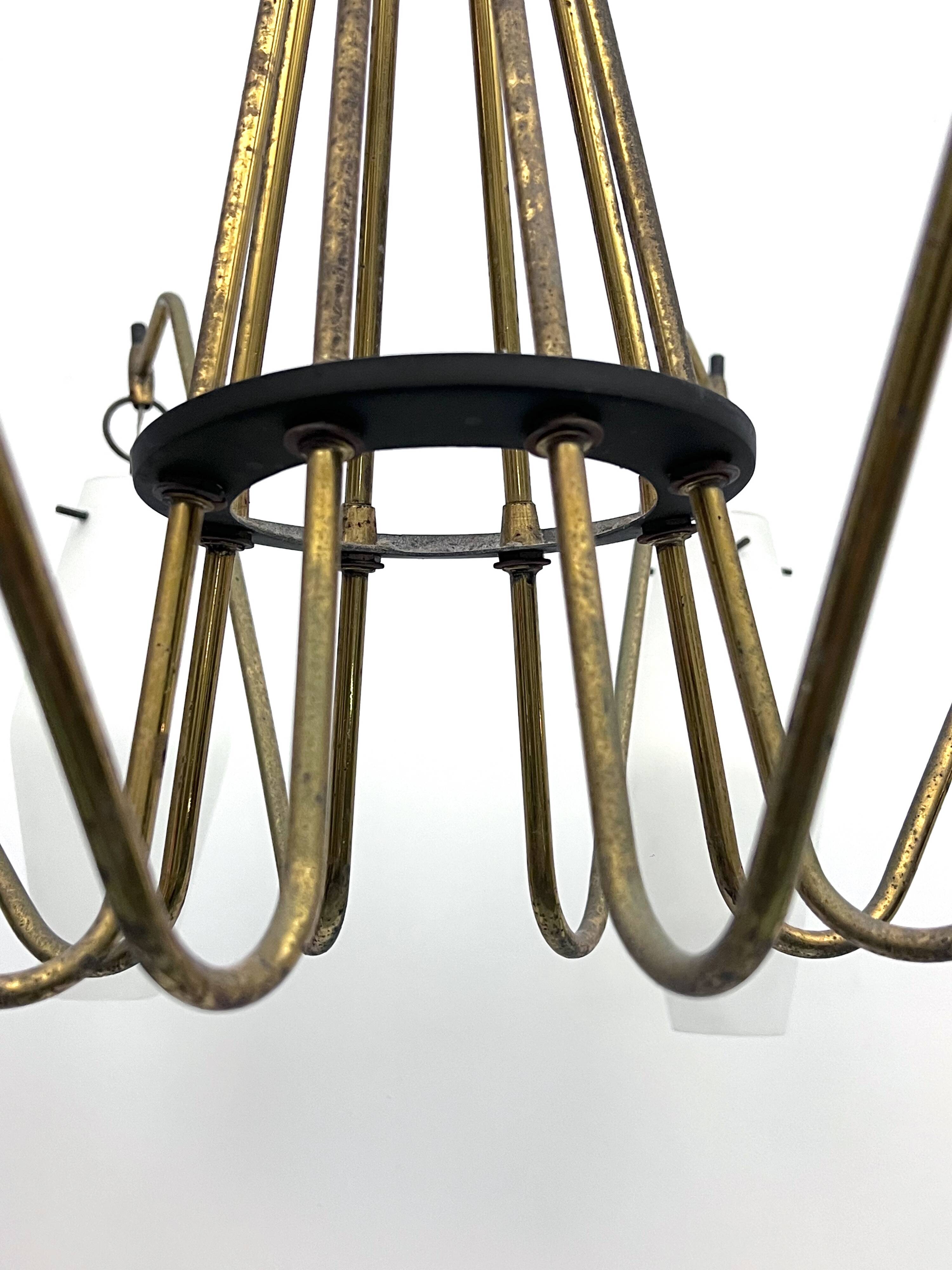 Mid-Century Large 8 arms Arredoluce manner chandelier. Italy 1950s