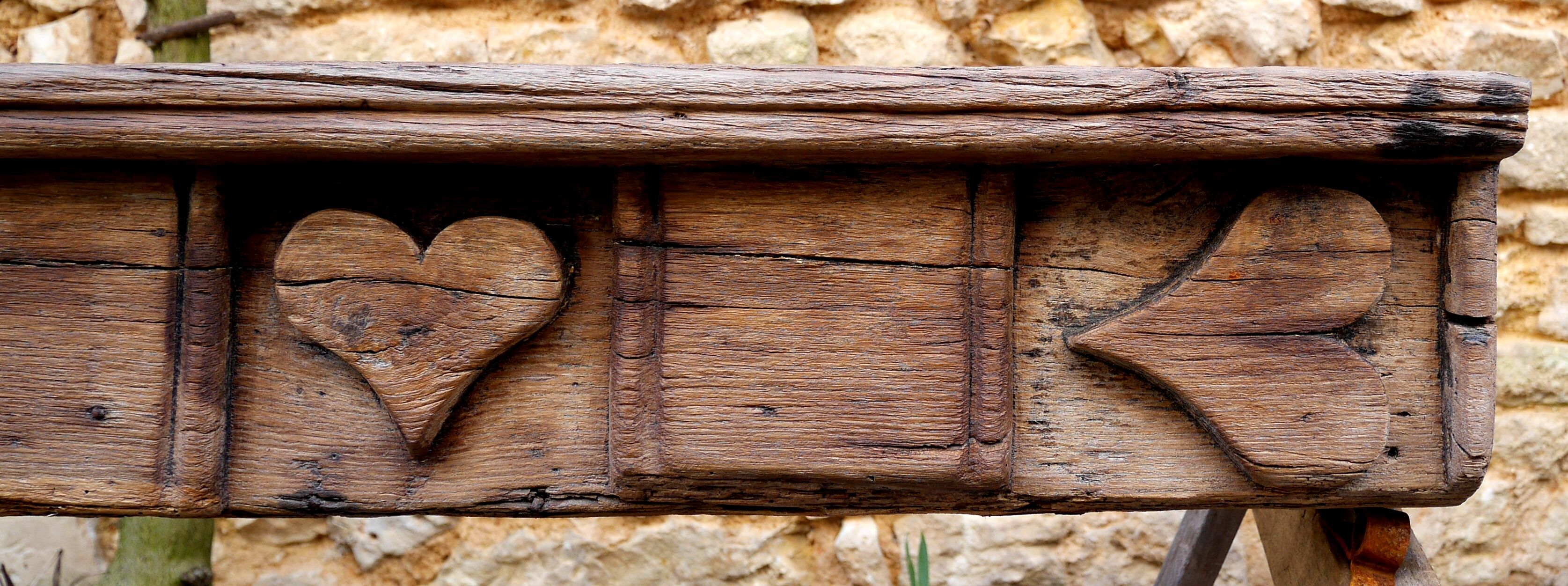 Old pediment beam carved lintel fireplace heart rosette