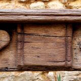 Old pediment beam carved lintel fireplace heart rosette