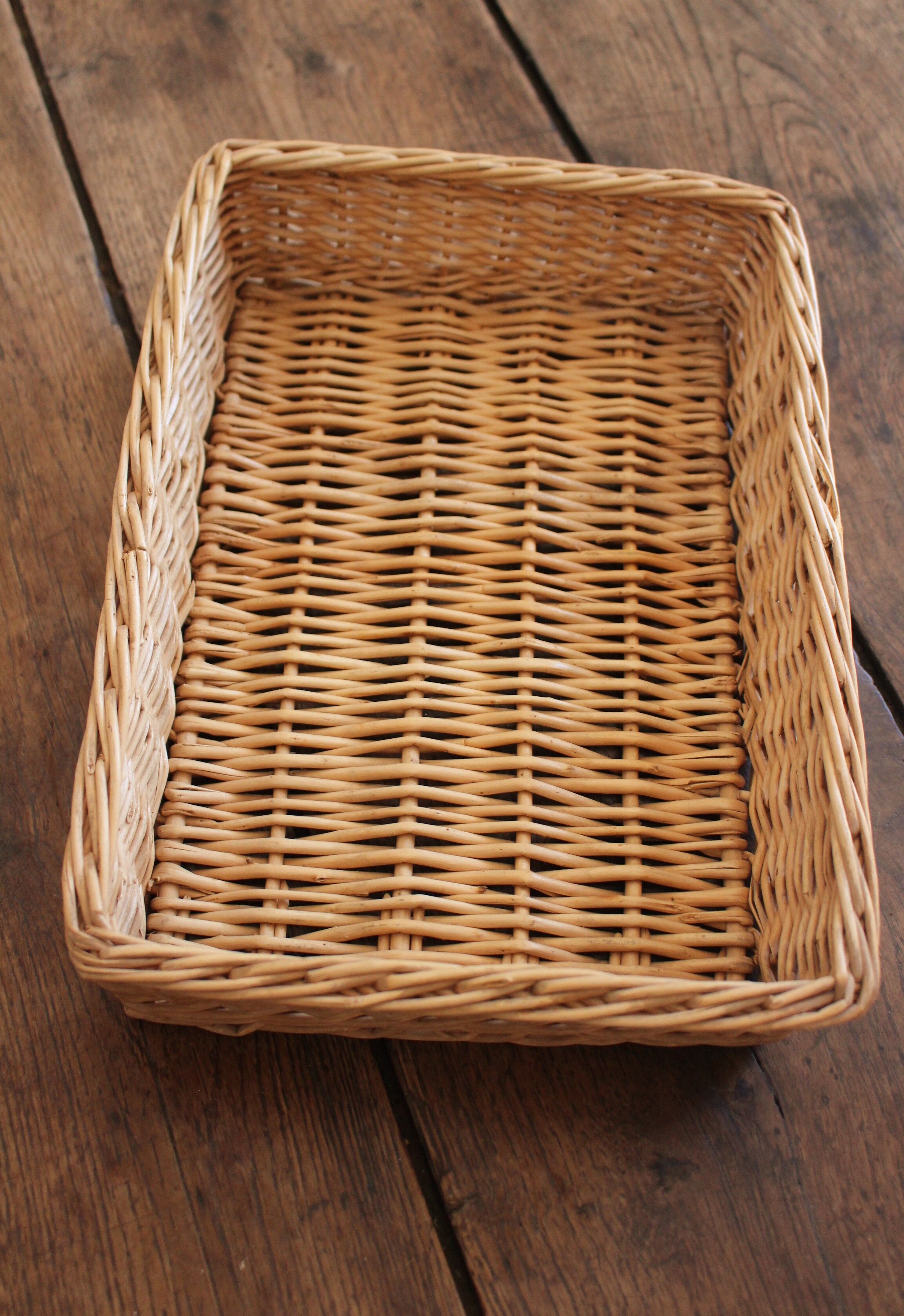 Plateau rectangle osier vintage