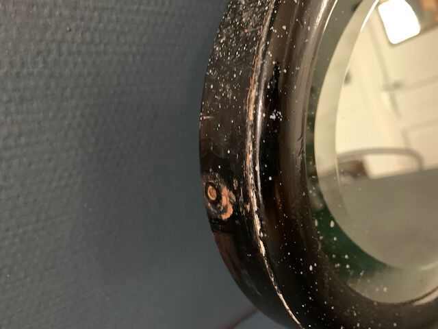 Old oval mirror 30s black wood