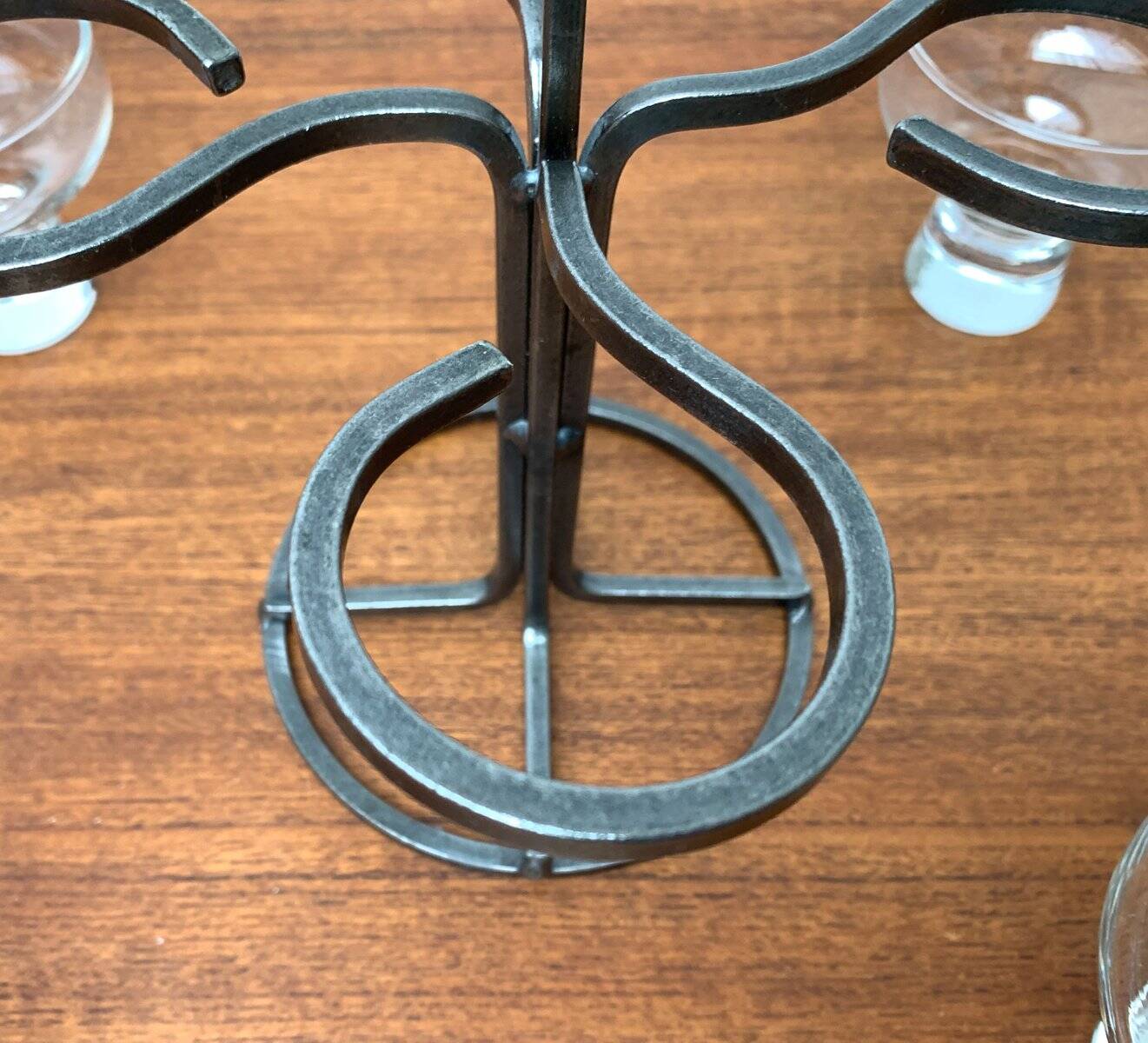 Danish metal and glass candlestick, 1960s