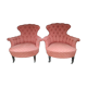 Pair of toad armchairs on wheels, upholstered.