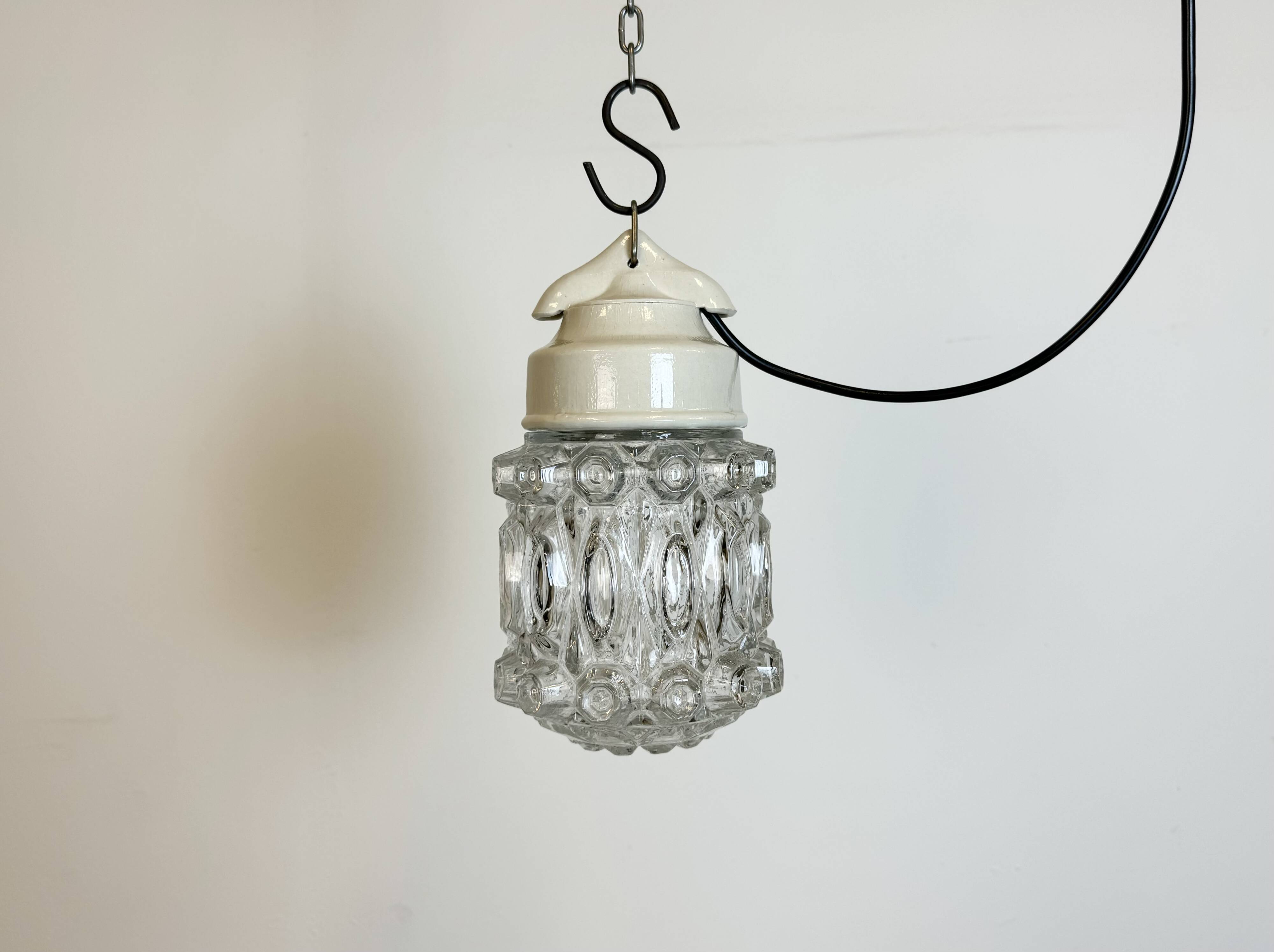 Vintage White Porcelain Pendant Light, 1970s